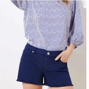 Loft Navy Blue Cutoff Mid Rise Shorts, Size 29/8